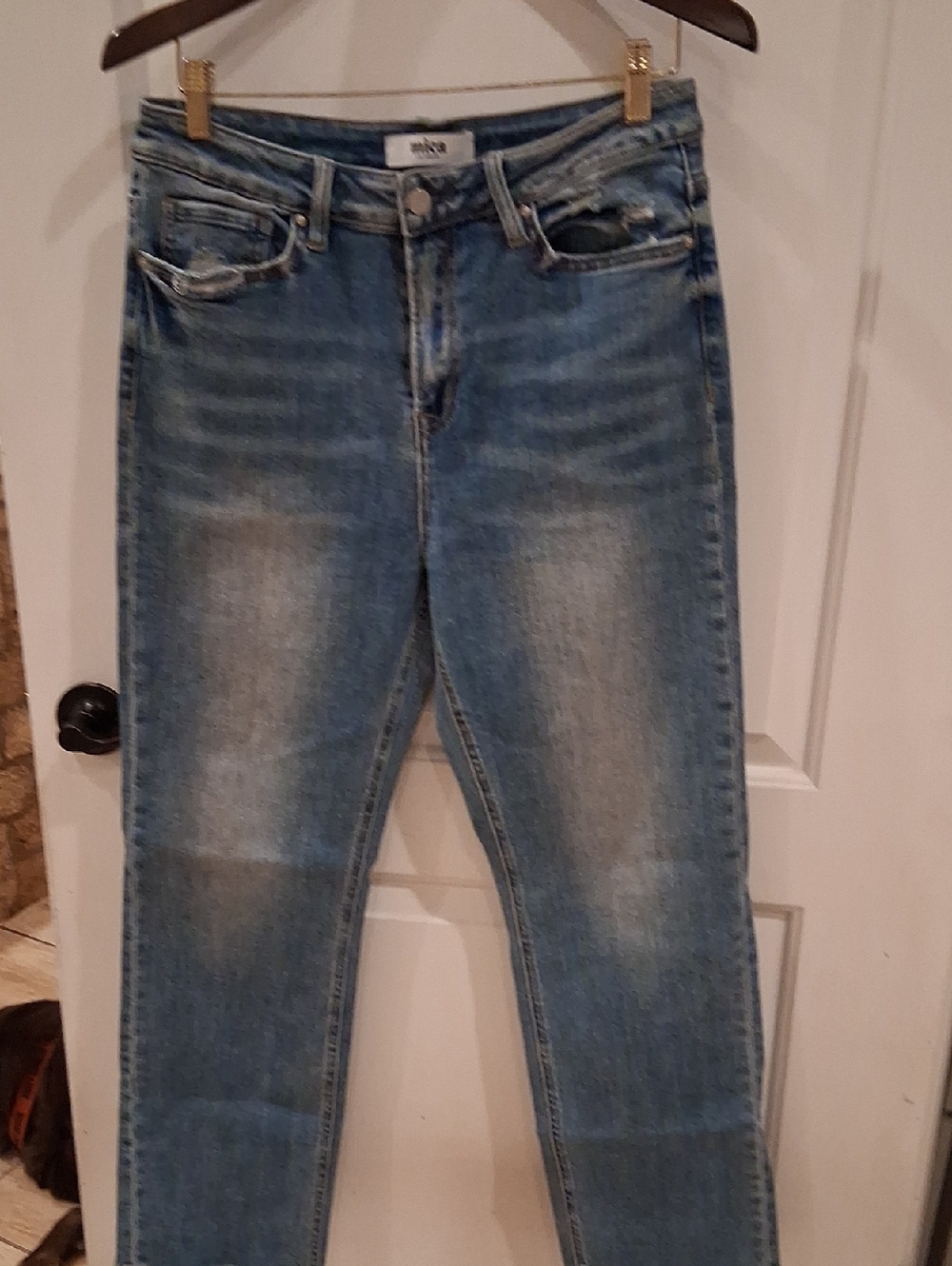 Mica Denim High Rise Straight Jeans Size 29 Medium Wash Stretchy Fit